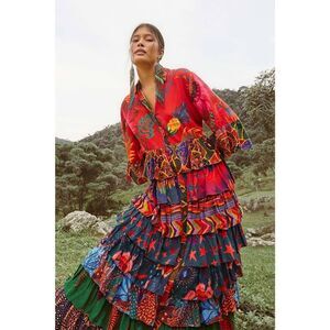 FARMRIO  Mixed Prints Multi Layered Maxi Dress💛